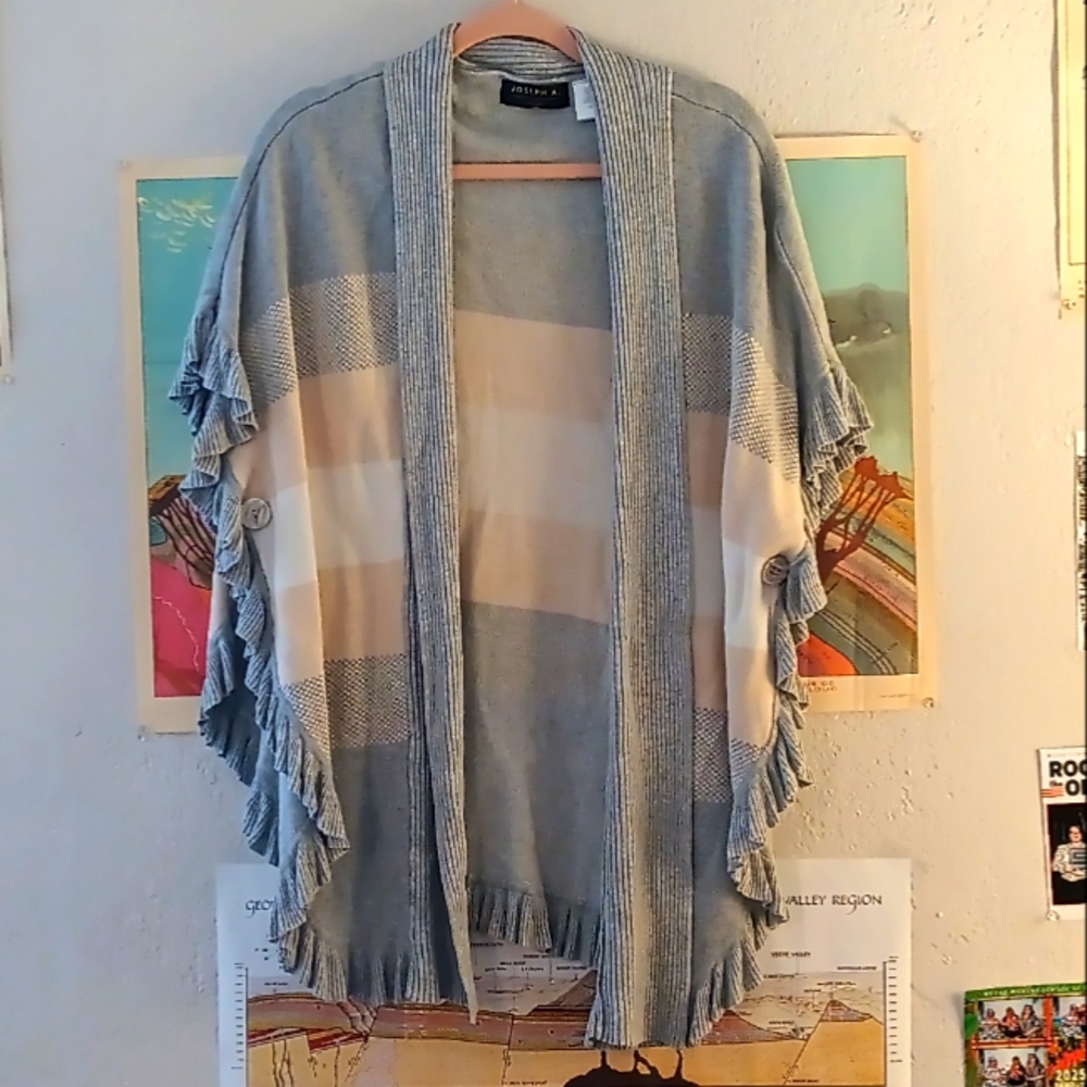 Joseph A Gray Open Front Ruffle Cardigan 
